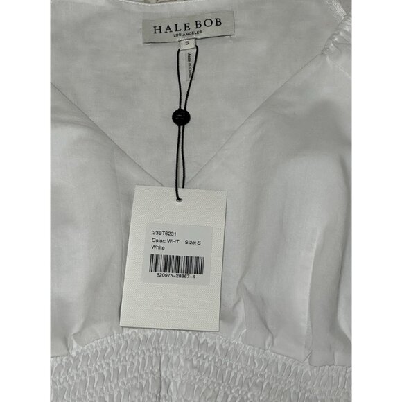 Hale Bob Womens Small Dress White Mini Fit Flare V Neck Tiered Cotton Boho Small - Picture 8 of 12